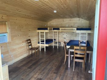 looking into cabin from porch