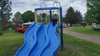 Kid on slide