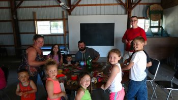 Camper's enjoying "Cartoons and Crafts" at The Ridge Campground