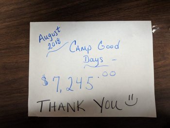 7,245 dollars raised by campers for Camp Good Days in 2018!