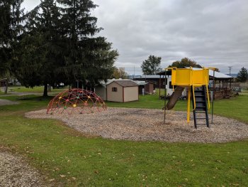 A dome climber and slide the playground