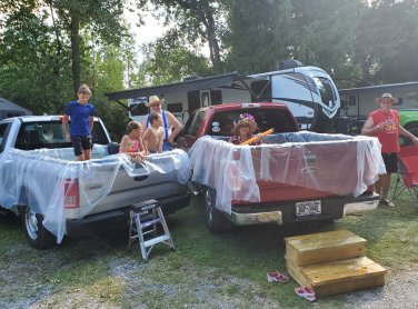 Camper dressed up for "Hillbilly Weekend" at The Ridge Campground