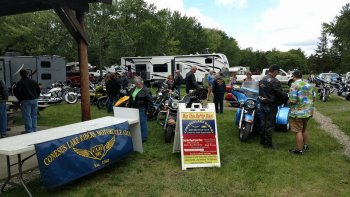 People registering for the Bike / Car Show at The Ridge Campground