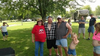 Camper's posing for a photo during the Hee Haw Olympics at The Ridge Campground