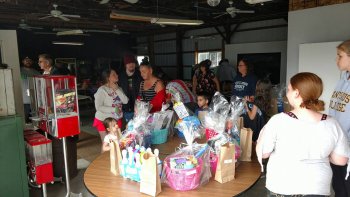 Table of goodies for the children's raffle at The Ridge Campground