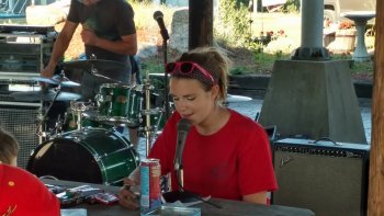 Woman reading off numbers in Bingo at The Ridge Campground